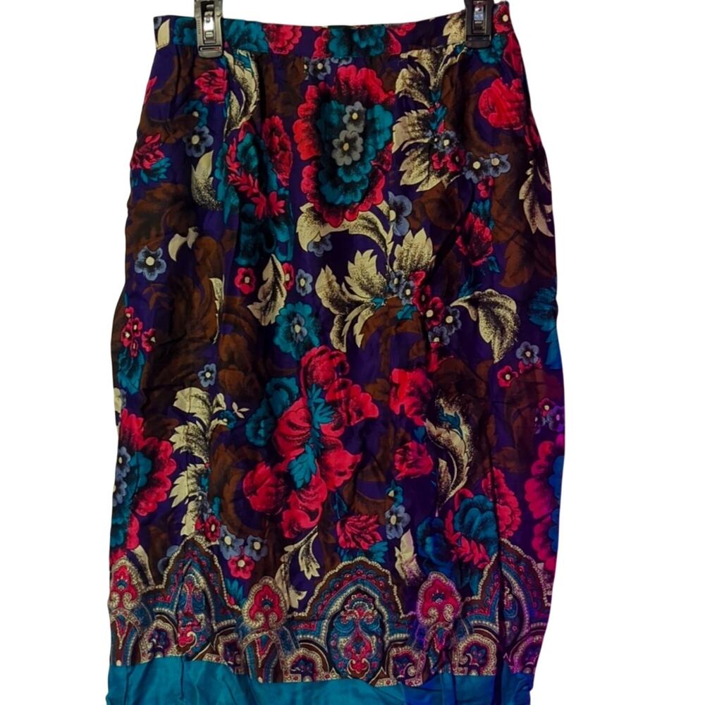 NWT Blake by Devon Colorful Floral Pleated Midi Skirt with Pockets [0164]